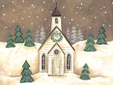 ART1335 - Christmas Church - 12x12 on Sale