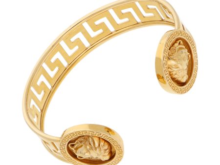 Brazalete abierto motivo grecas firma Gianni Versace en oro amarillo 18 kilates. Hot on Sale