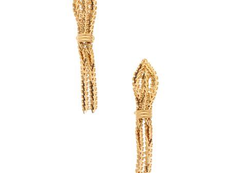 Aretes boleados con colgantes en oro amarillo 18 kilates. Fashion