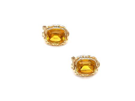 Aretes calados con citrinos en oro amarillo 14 kilates. Hot on Sale