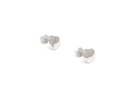 Broqueles estilizados motivo corazón en oro blanco 14 kilates. Online Hot Sale