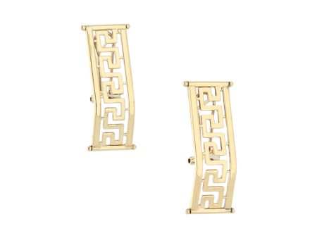 Aretes calados motivo grecas en oro dos tonos 14 kilates. For Discount