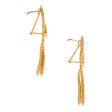 Aretes boleados con colgantes en oro amarillo 18 kilates. Fashion