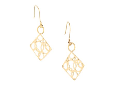 Aretes calados en oro amarillo 14 kilates. Supply