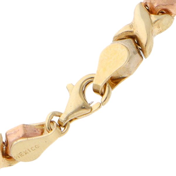 Pulsera eslabón XOXO en oro tres tonos 14 kilates. For Discount