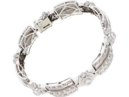 Pulsera eslabón combinado con diamantes en oro blanco 14 kilates. Discount