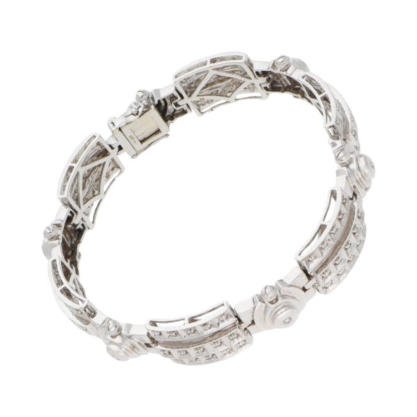 Pulsera eslabón combinado con diamantes en oro blanco 14 kilates. Discount