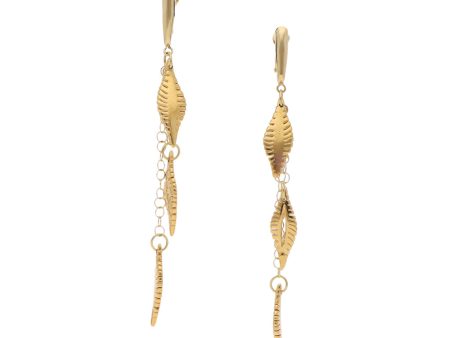 Aretes diseño especial con colgantes en oro amarillo 14 kilates. Online Hot Sale