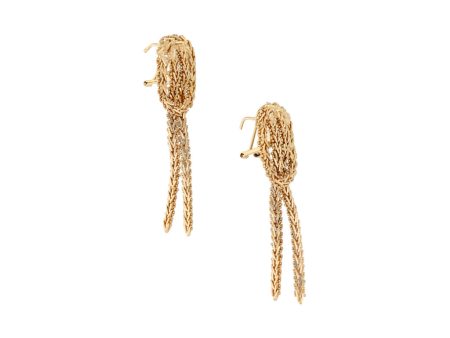 Aretes boleados con colgantes en oro amarillo 14 kilates. Cheap