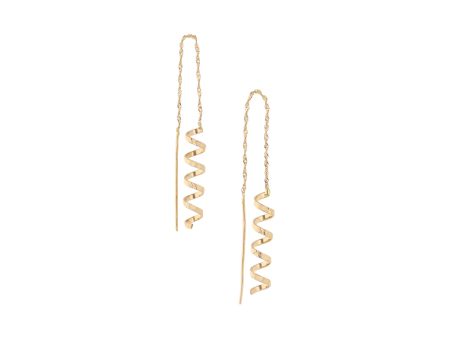 Aretes diseño especial con colgantes motivo espiral en oro amarillo 14 kilates. Supply