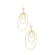 Aretes articulados motivo aros con circonias en oro amarillo 14 kilates. Sale