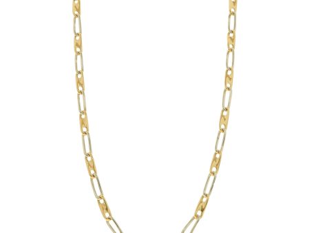 Collar eslabón combinado ondulado en oro dos tonos 18 kilates. Online Sale