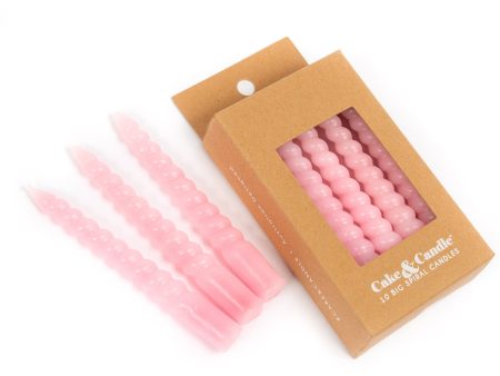 10cm Pink Large Spiral Candles (Pack Of 10) Cheap