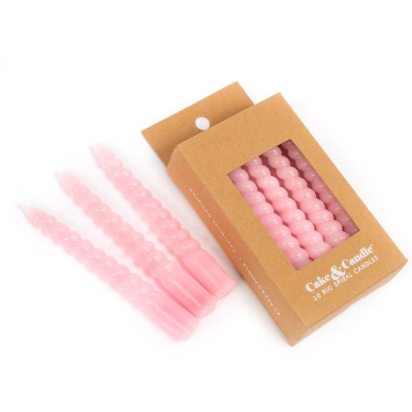 10cm Pink Large Spiral Candles (Pack Of 10) Cheap