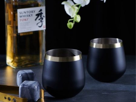 Brass & Black Whisky Glasses 400ml Online