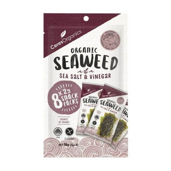 Organic Seaweed Sea Salt & Vinegar 8 x 2g Snack Pack For Cheap