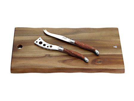 3p Acacia Cheese BD & Knife Set Wooden Cheap