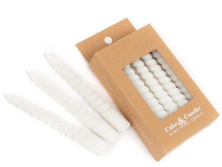 10cm White Large Spiral Candles (Pack Of 10) on Sale