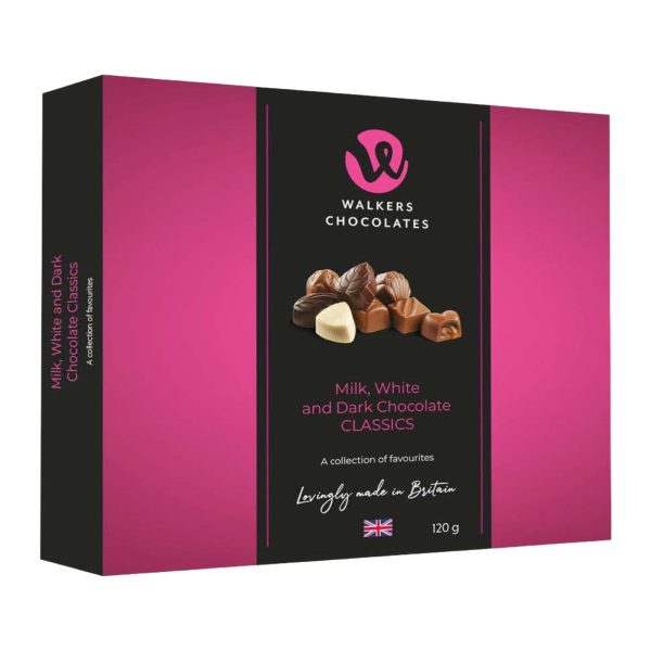 Walkers Chocolates Box - Milk, White & Dark Classic 120g Online now