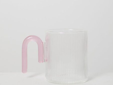 Archer Ribbed Glass Cup Clear   Taffy Pink Online Sale